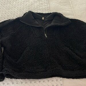 Free People Movement Black Fuzzy Furry Sweater